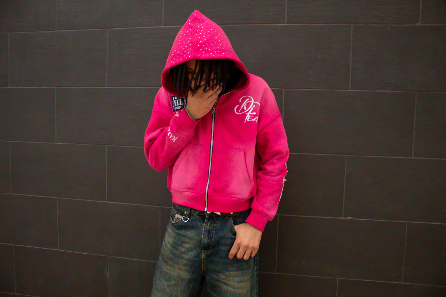 Acid Wash Pink "Starred Hoodie"