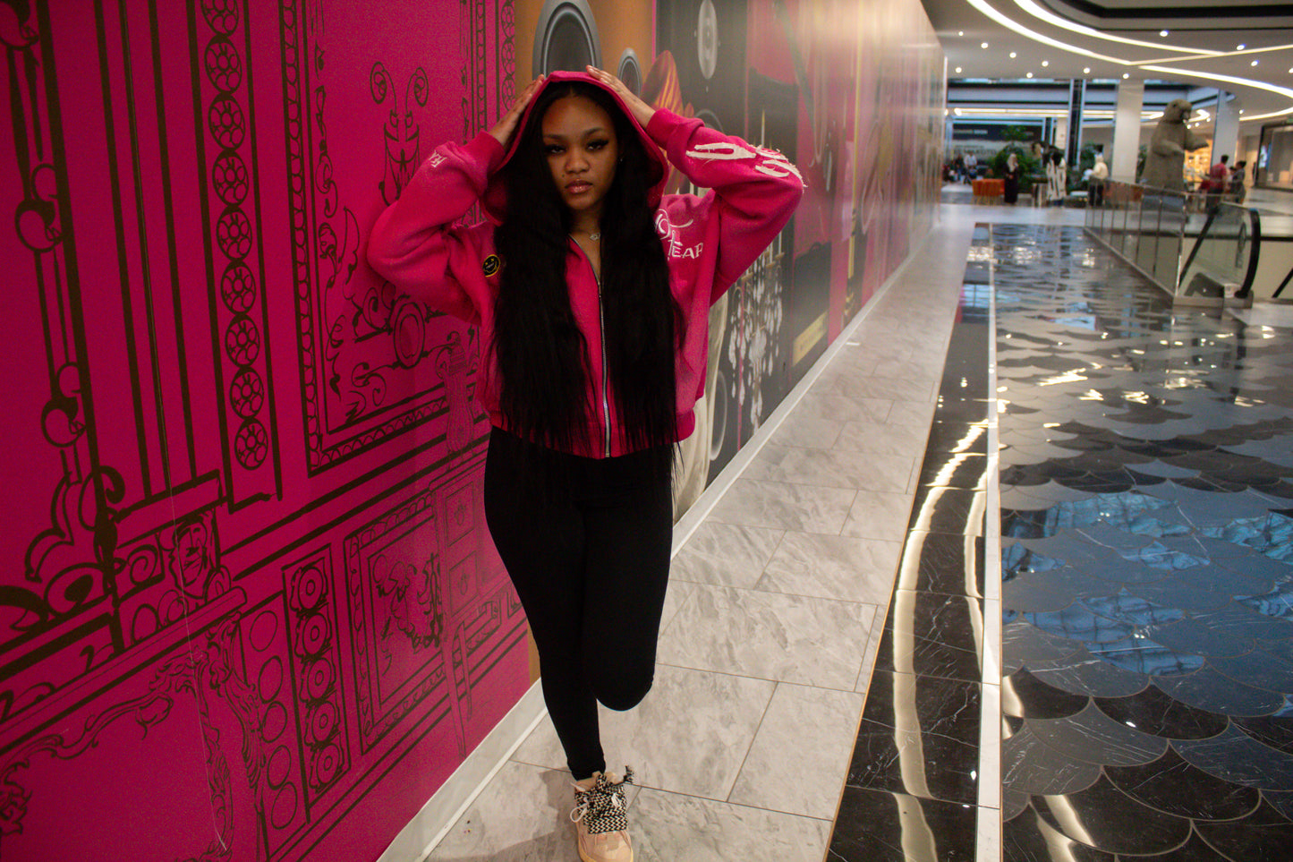 Acid Wash Pink "Starred Hoodie"