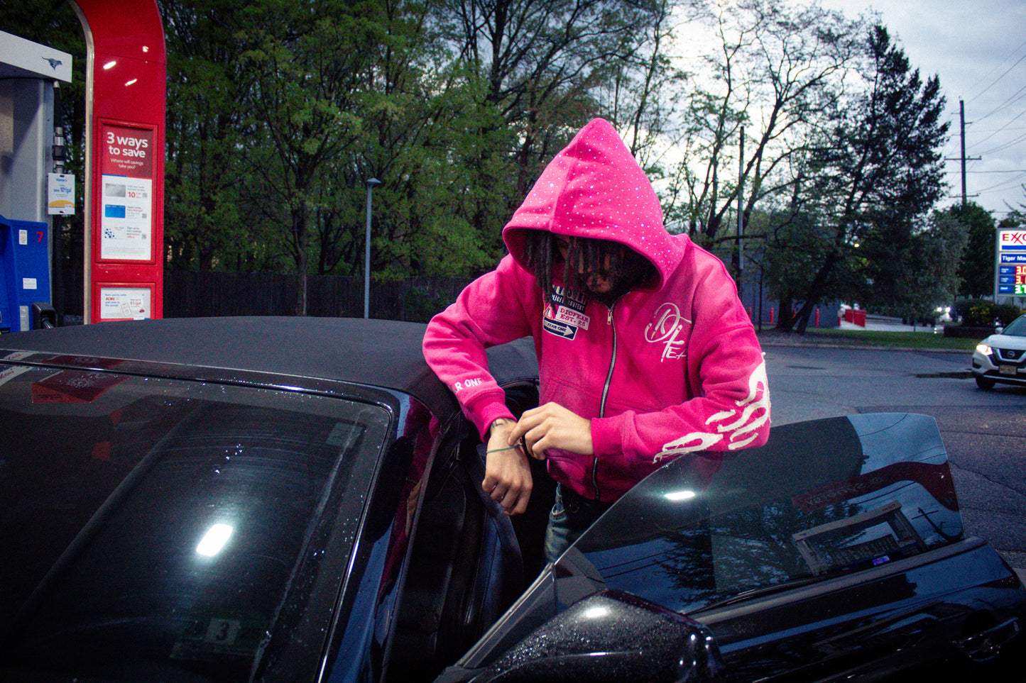 Acid Wash Pink "Starred Hoodie"