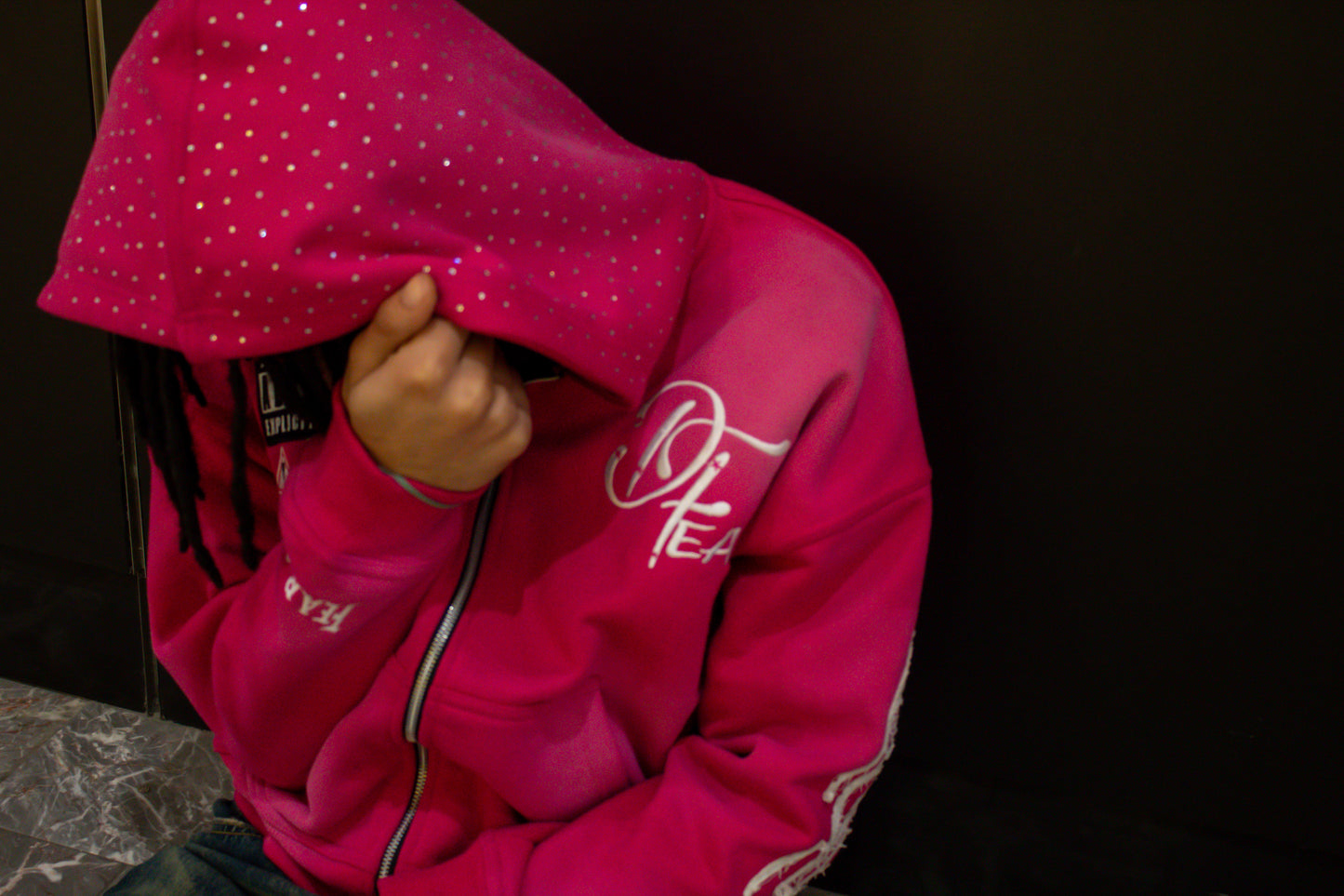 Acid Wash Pink "Starred Hoodie"