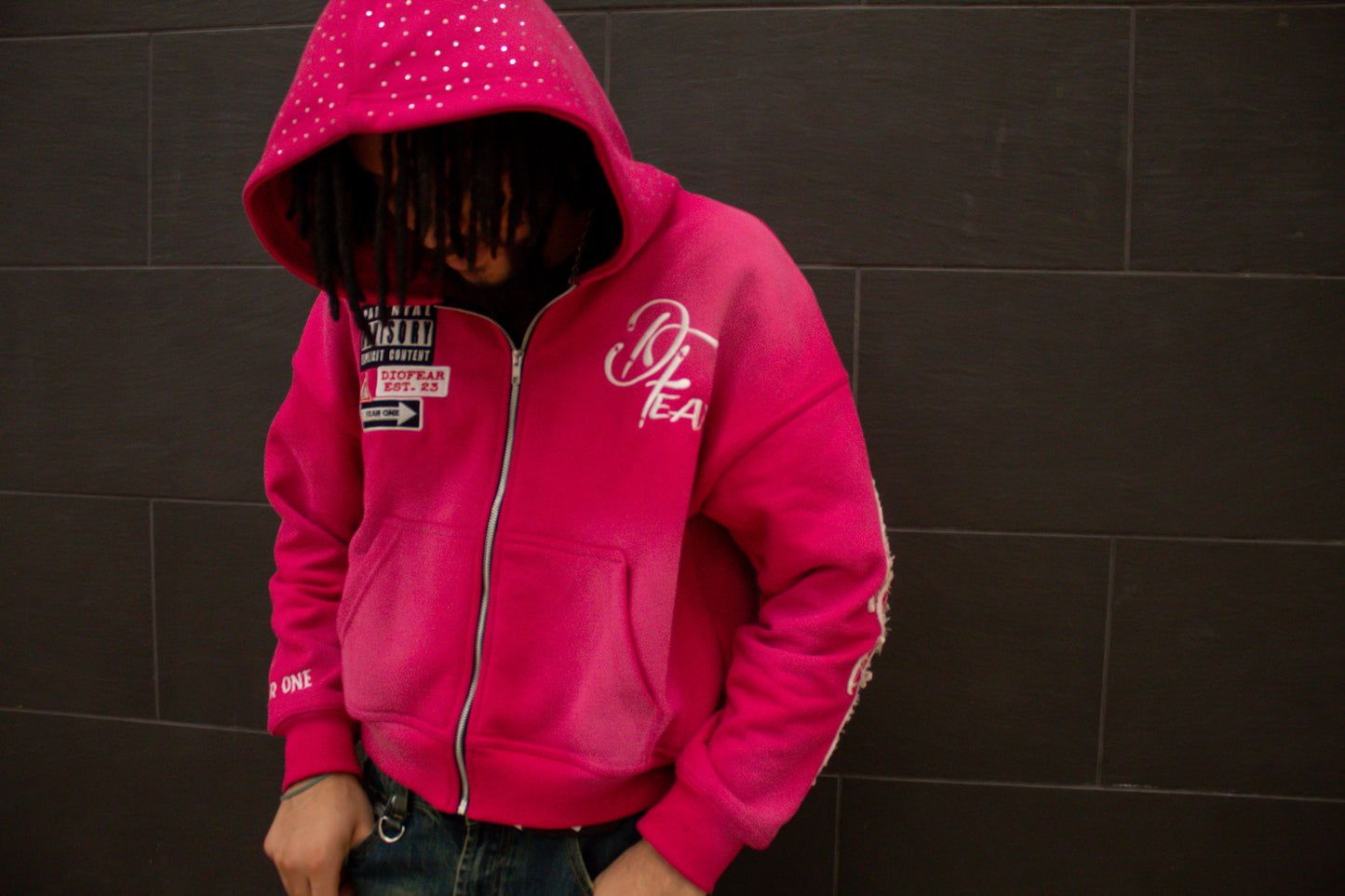 Acid Wash Pink "Starred Hoodie"
