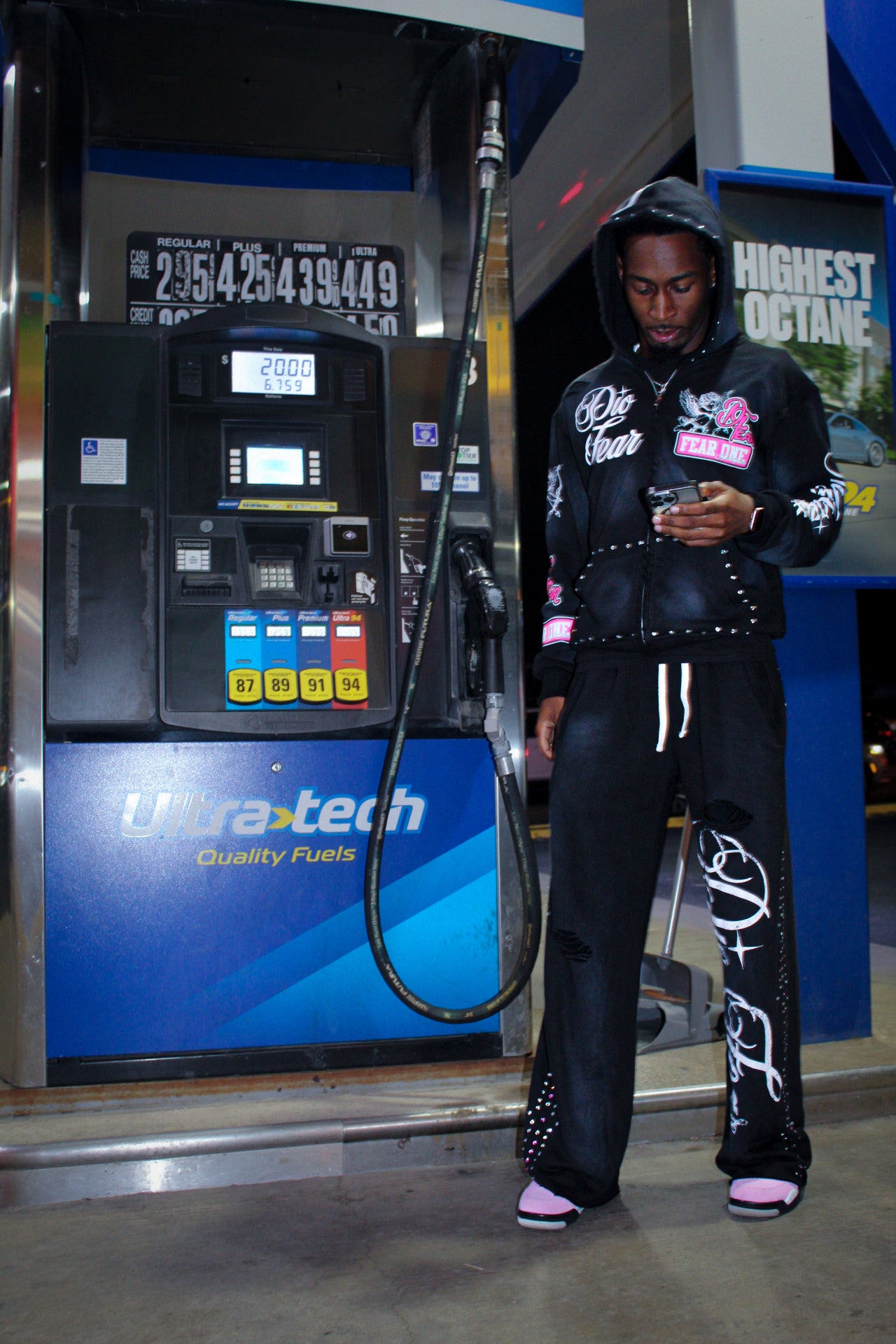 "No Fear Chrome Edition" Acid Washed Hoodie