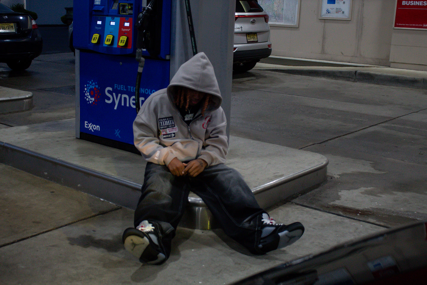 Acid Wash Gray "Starred Hoodie"