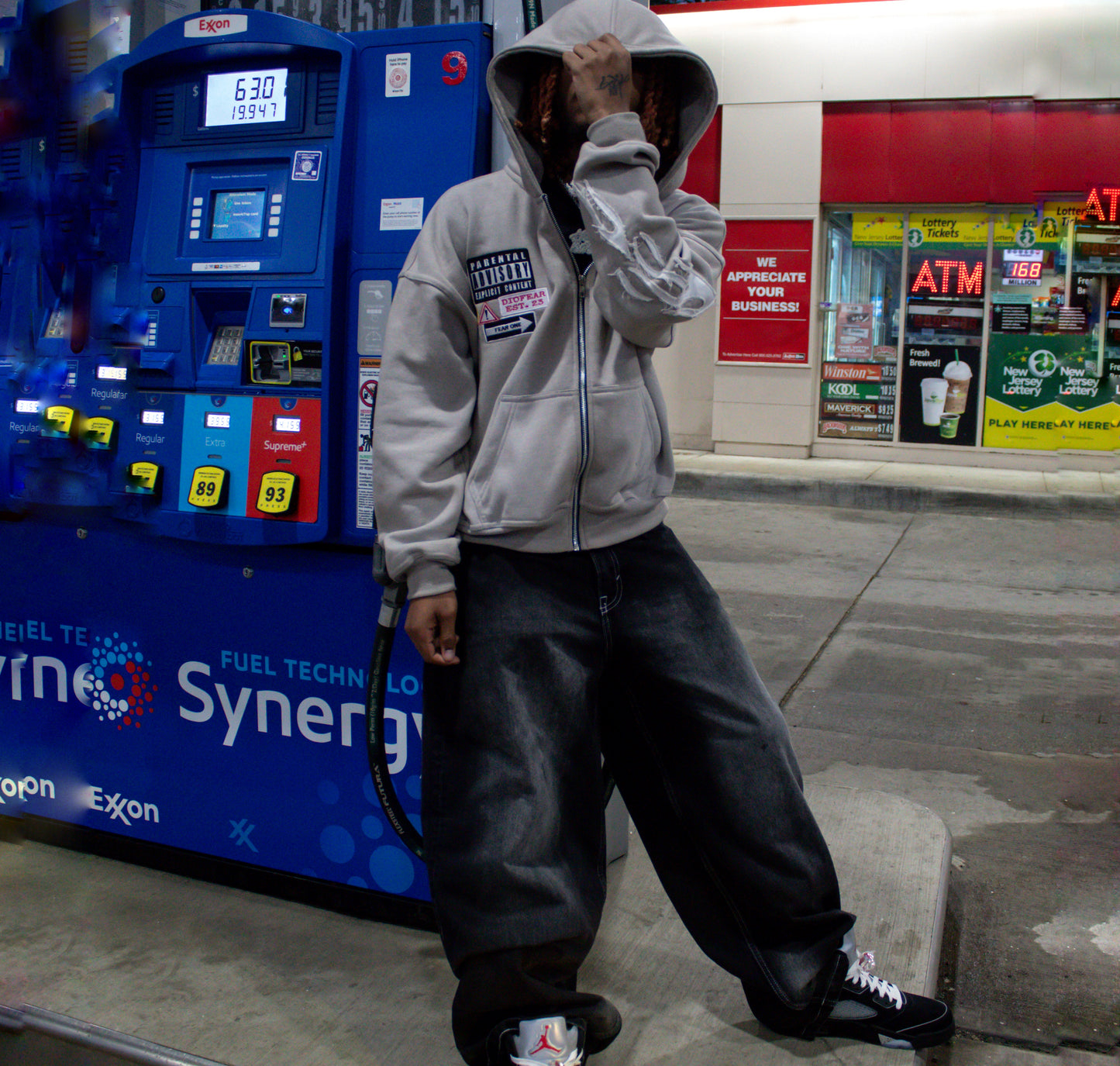 Acid Wash Gray "Starred Hoodie"