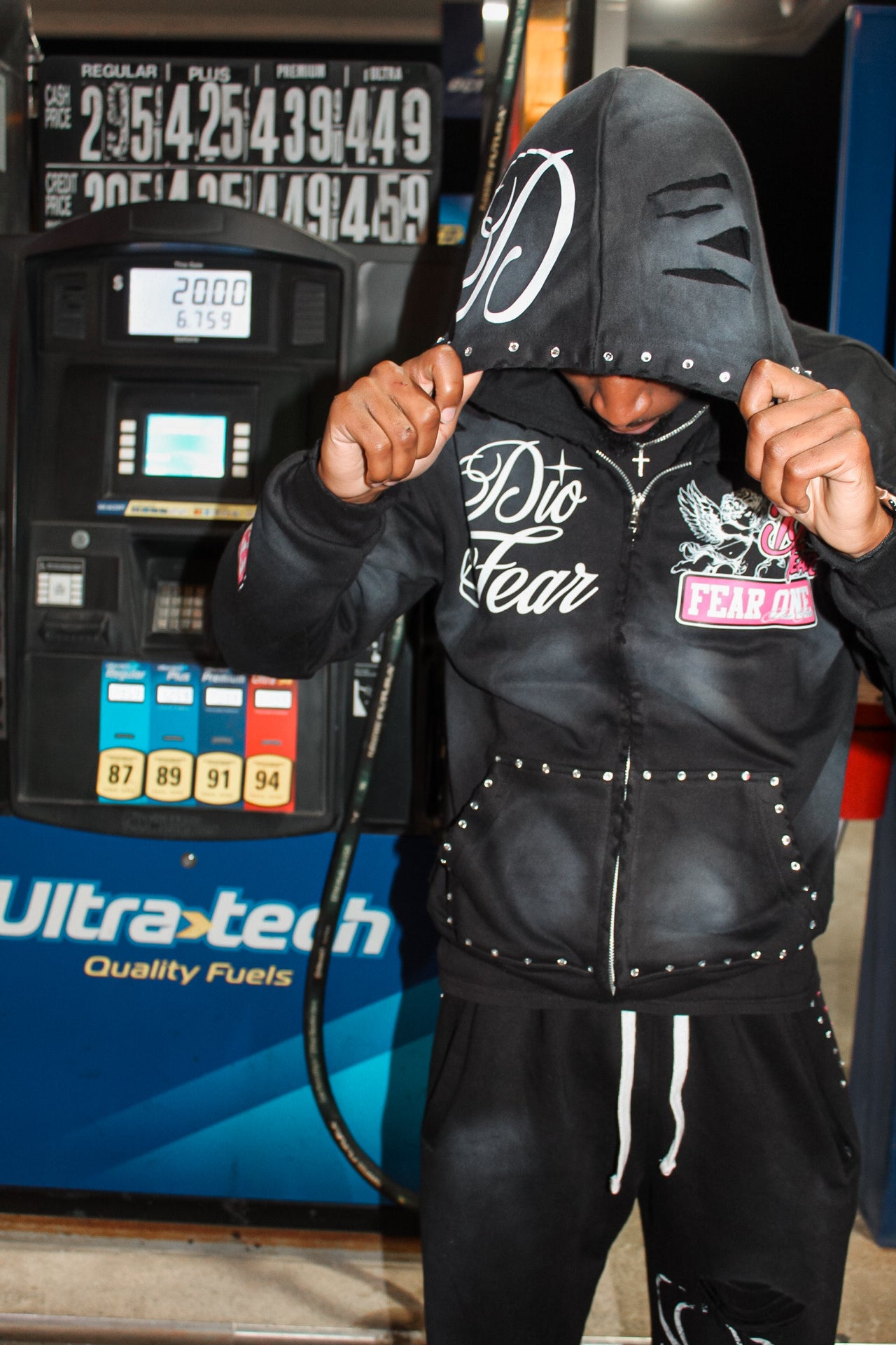 "No Fear Chrome Edition" Acid Washed Hoodie