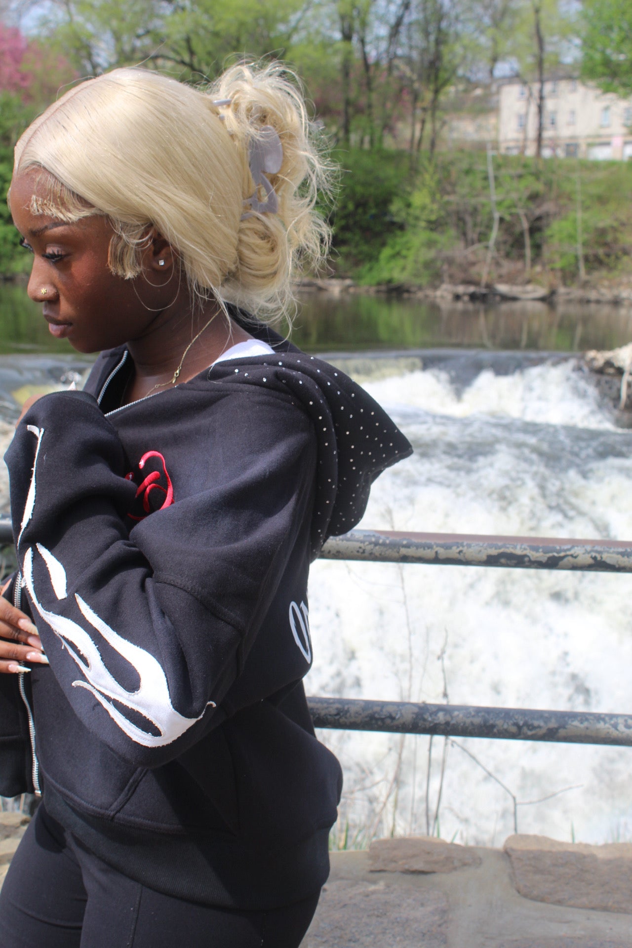 Acid Wash Black “Starred Hoodie” v2