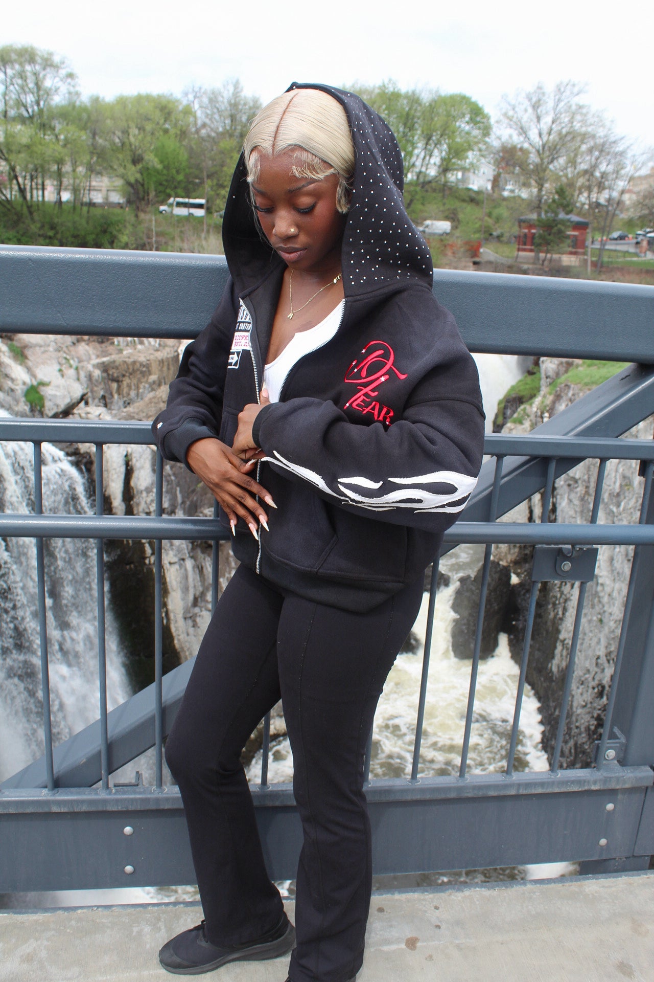 Acid Wash Black “Starred Hoodie” v2