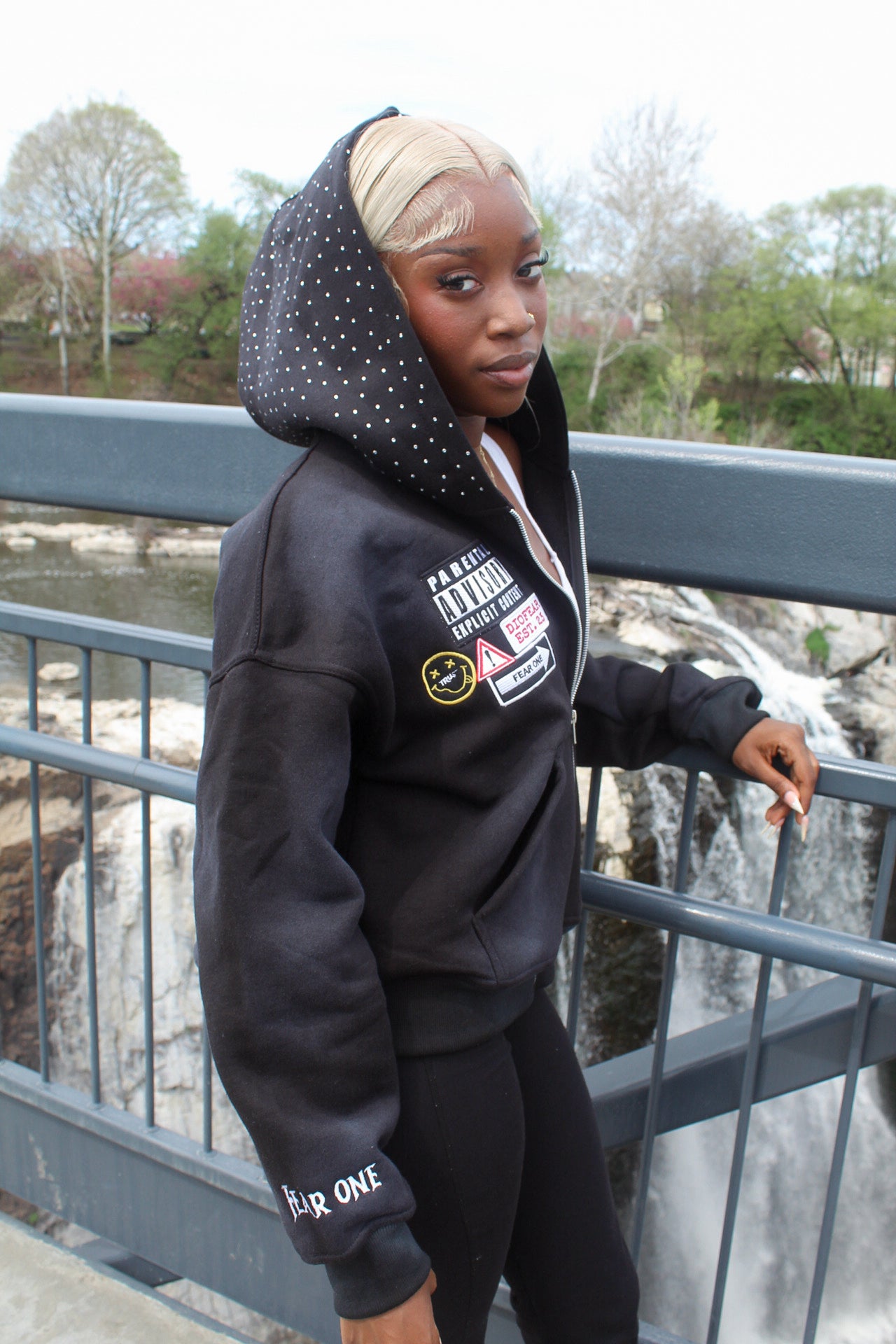 Acid Wash Black “Starred Hoodie” v2