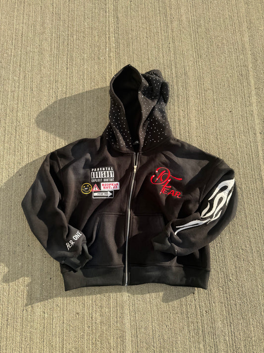 Acid Wash Black “Starred Hoodie” v2